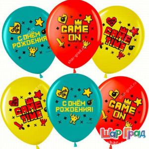 Шар с рисунком Пиксели С Днём Рождения!