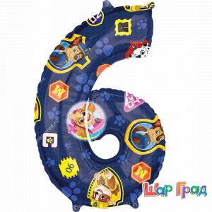 Цифра фольгированная Щенячий патруль 6