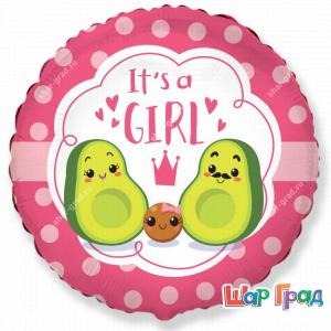 Шар фольгированный It's a girl авокадо