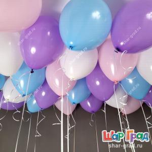 20 шаров под потолок лаванда, розовый, голубой и белый