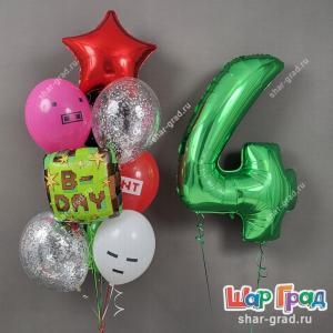 Фонтан из шаров Майнкрафт B-DAY с цифрой