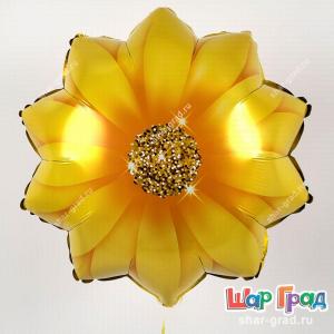 Шар Цветок фольгированный жёлтый