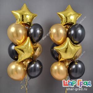 Фонтан с звёздами, с чёрными и золотыми шарами хром