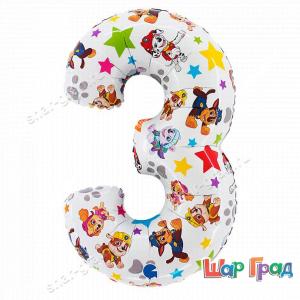 Цифра белая Щенячий патруль 3
