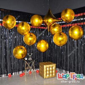 Фотозона из золотых шаров сфер 3 D