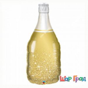 Фольгированный шар Бутылка шампанского золотая