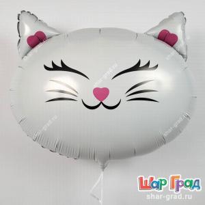 Фигура фольгированная голова Кошки белая (Котик)