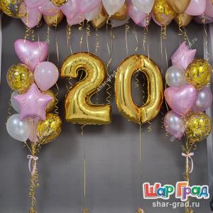 Фонтаны и шары под потолок девушке на 20 лет