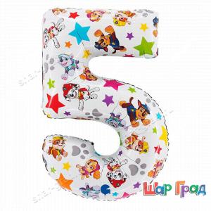 Цифра белая Щенячий патруль 5