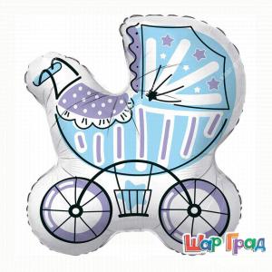 Шар фигура Коляска фольгированная для малыша