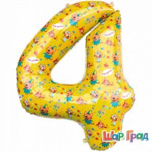 Фольгированная цифра Три кота 4
