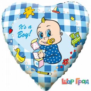 Шар сердце фольгированное It's a Boy!