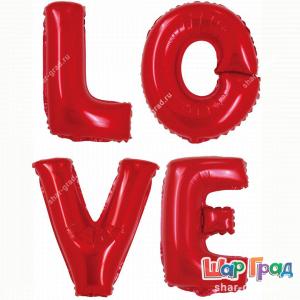 Фольгированные шары красные буквы LOVE
