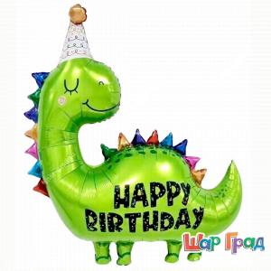 Фигура шар Динозаврик в колпачке Happy Birthday!