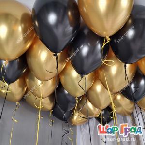 20 шаров чёрные металлик и золотые хром