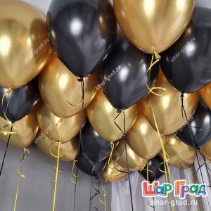 20 шаров чёрные металлик и золотые хром